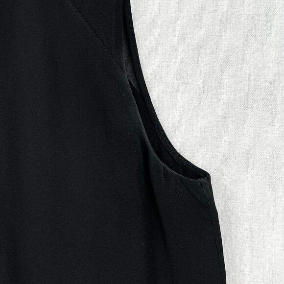 VINCE Silk Dress Womens Small Black Sleeveless Layered Shift Crew Knee Length - Picture 10 of 16